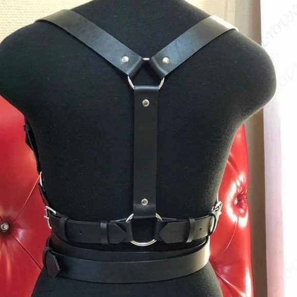 Thick O Ring Black Criss Cross Harness New - Picture 3 of 6